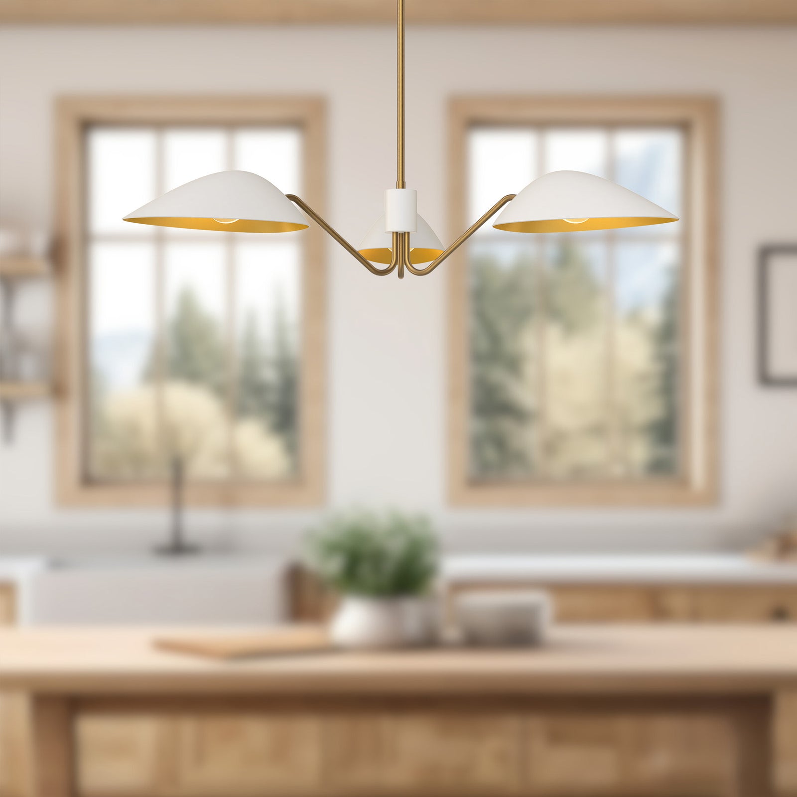 Oscar 36-in Aged Gold/White 3 Lights Pendant