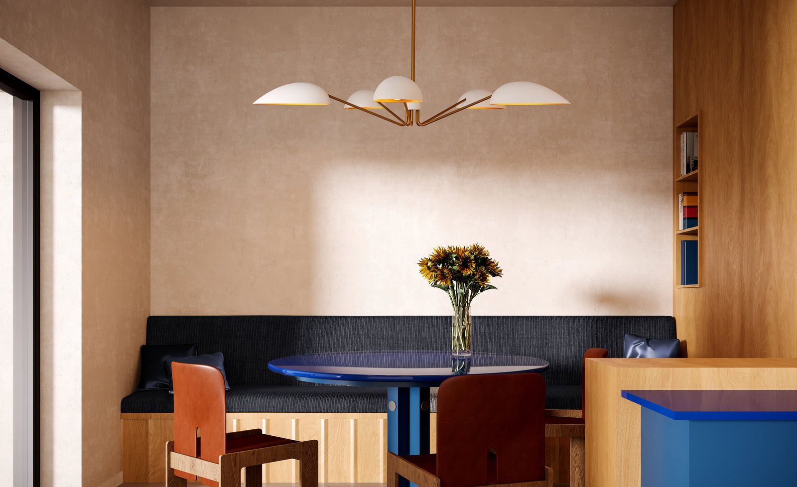 Oscar 46-in Aged Gold/White 5 Lights Pendant