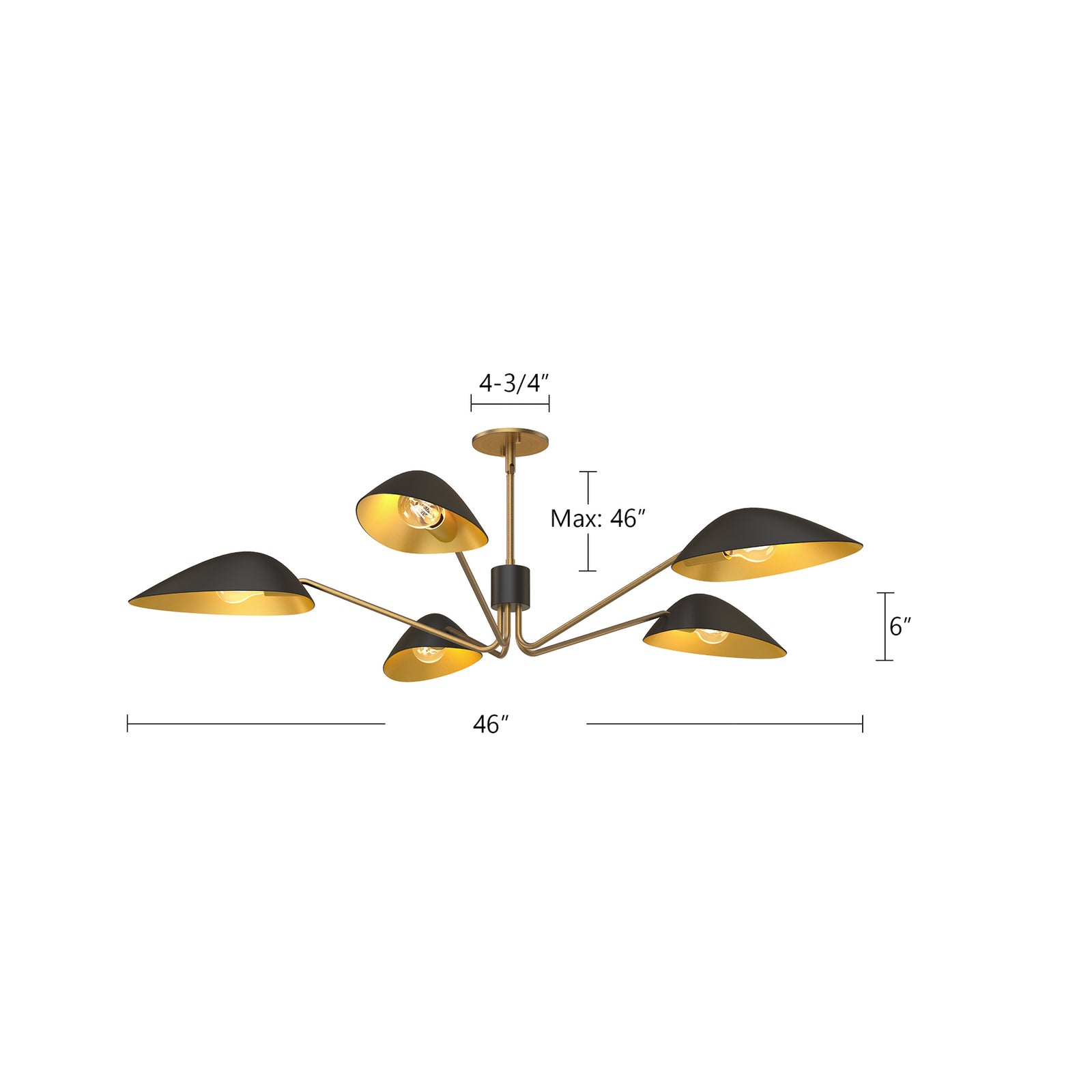 Oscar 46-in Aged Gold/White 5 Lights Pendant