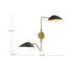 Oscar 6-in Aged Gold/Matte Black 2 Lights Wall/Vanity