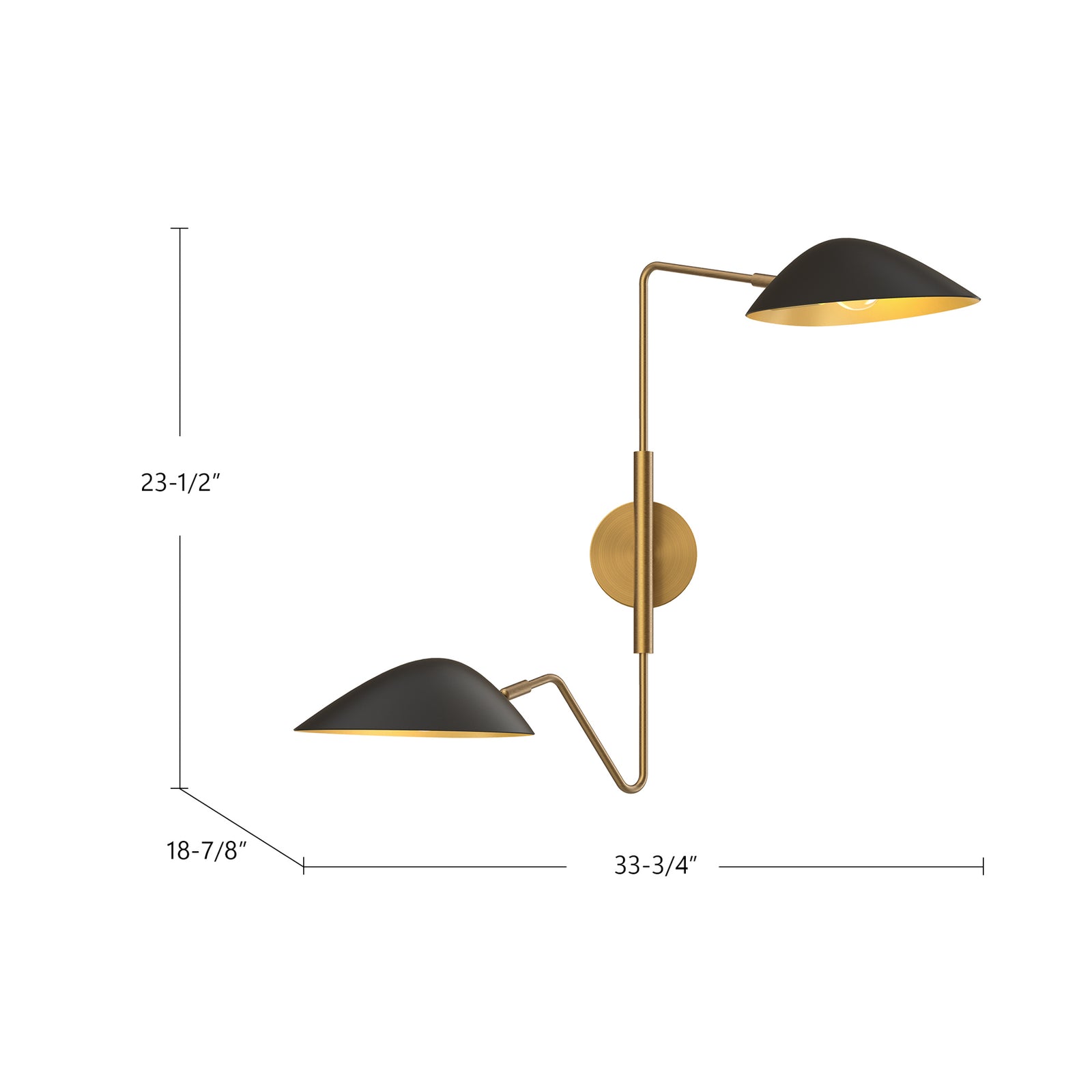 Oscar 6-in Aged Gold/Matte Black 2 Lights Wall/Vanity