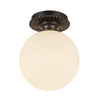 Otis 8-in Matte Black/Glossy Opal Glass Socket Semi-Flush Mount