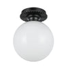 Otis 8-in Matte Black/Glossy Opal Glass Socket Semi-Flush Mount