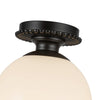 Otis 8-in Matte Black/Glossy Opal Glass Socket Semi-Flush Mount