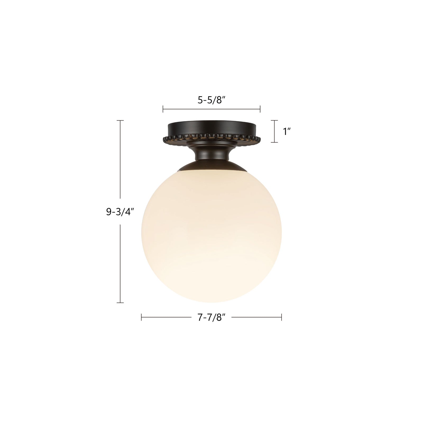 Otis 8-in Matte Black/Glossy Opal Glass Socket Semi-Flush Mount