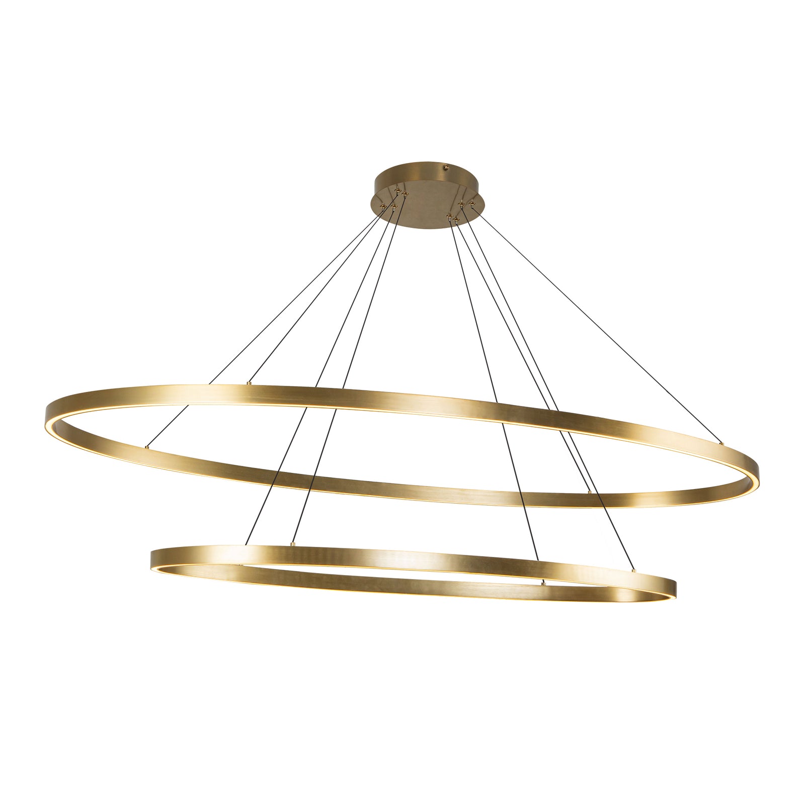Ovale 54-in Two-Tier Brushed Gold LED Chandelier