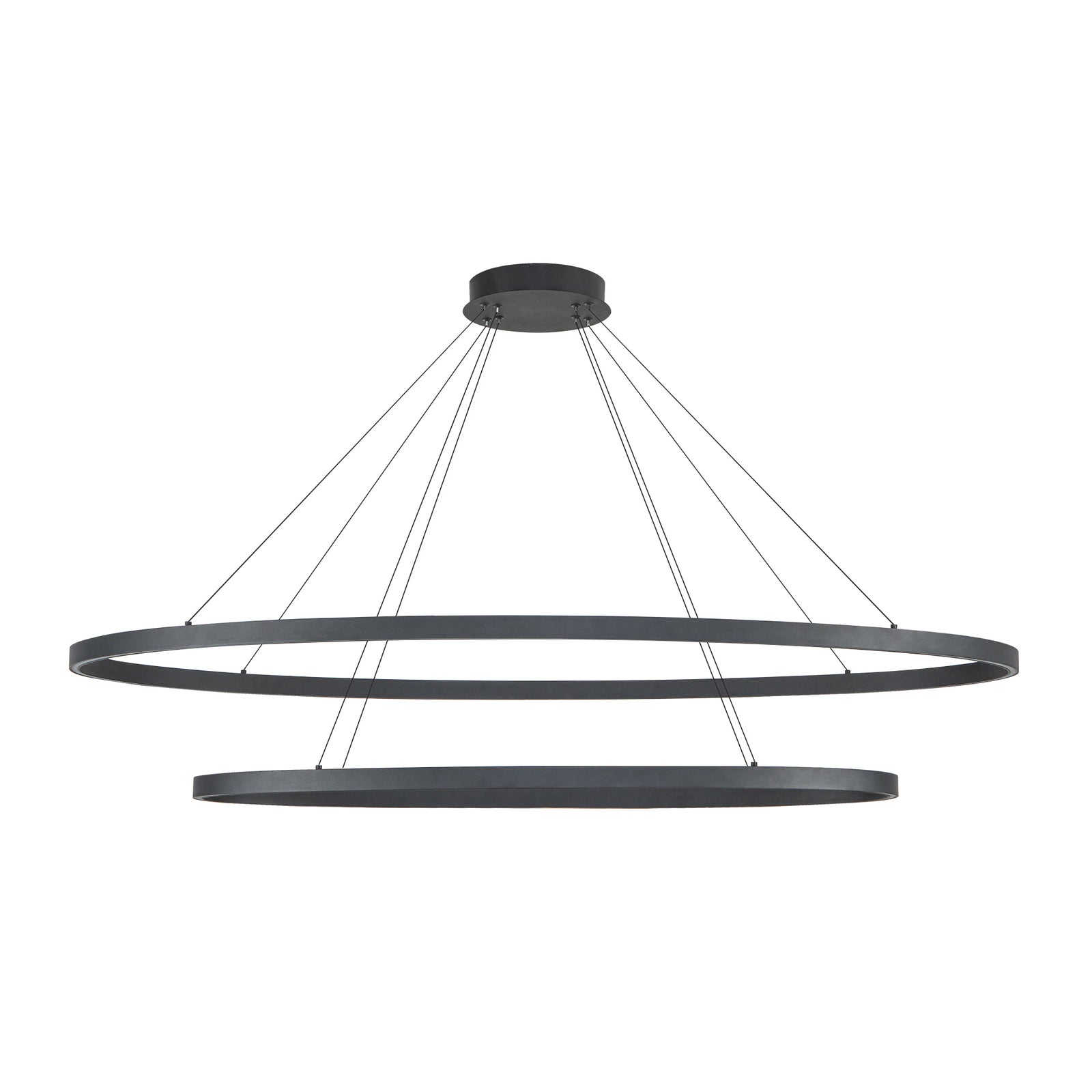 Ovale 54-in Two-Tier Black LED Chandelier