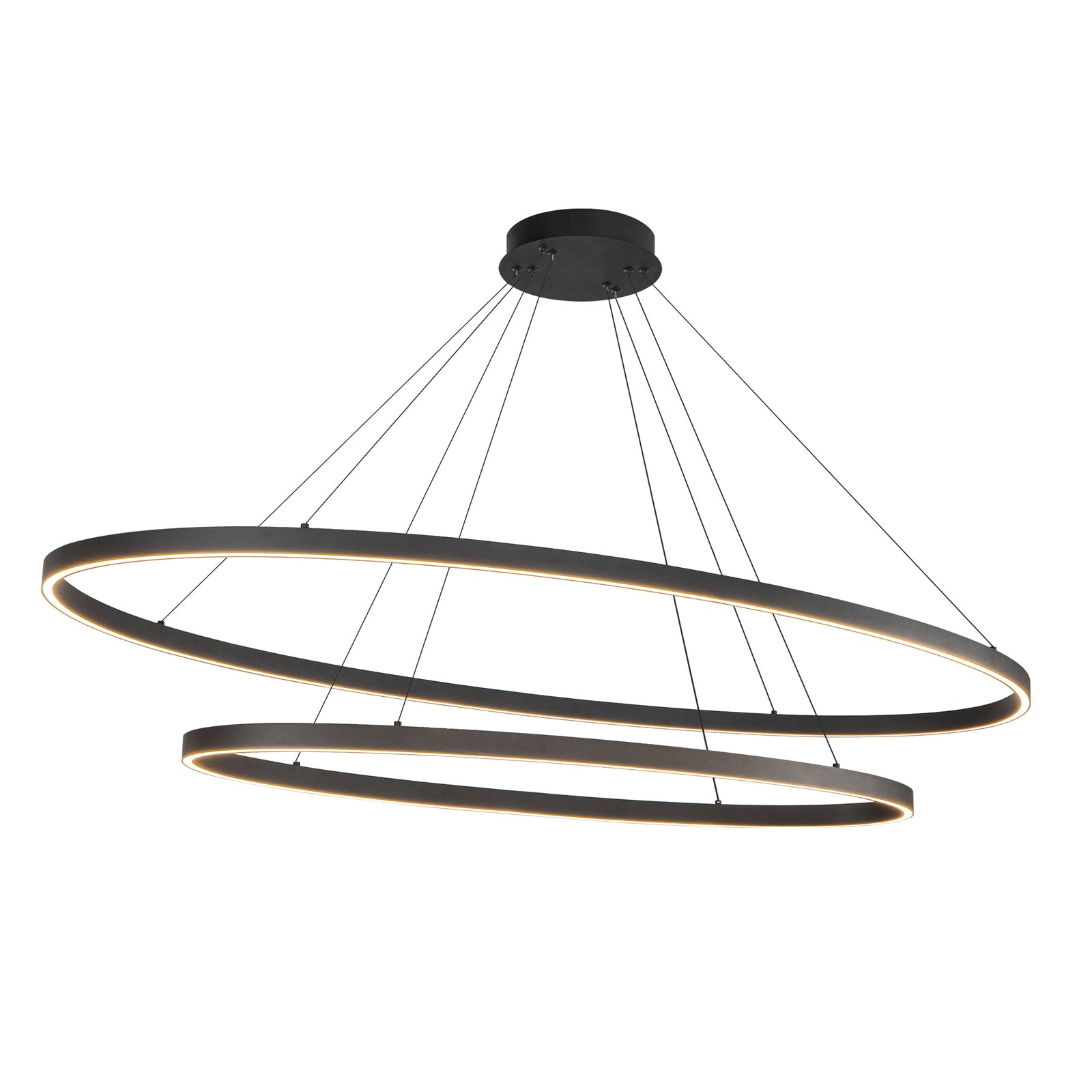 Ovale 54-in Two-Tier Black LED Chandelier
