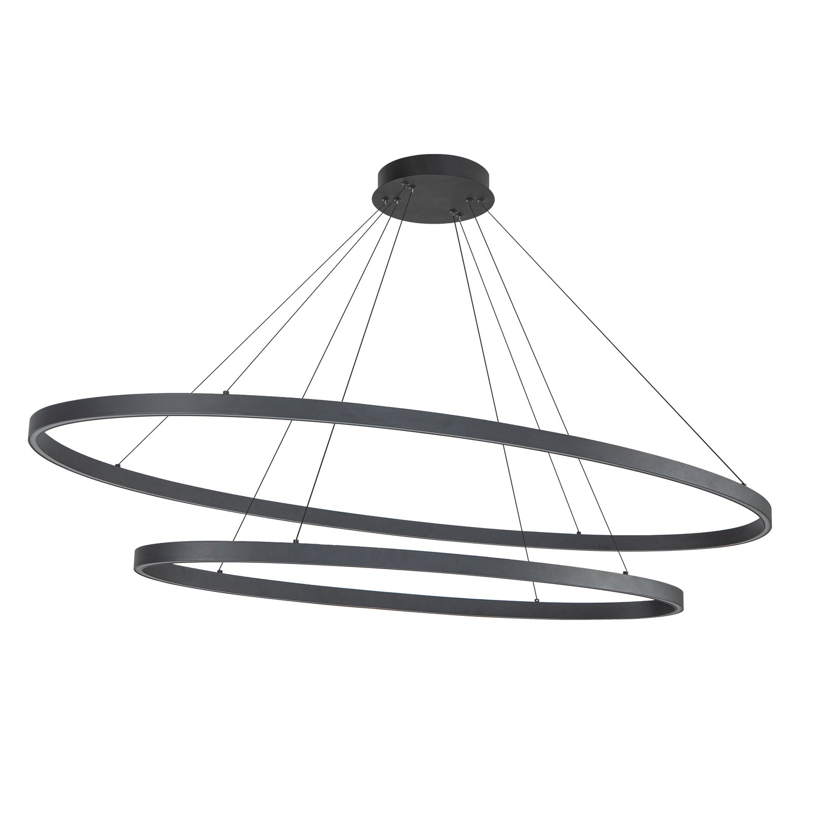 Ovale 54-in Two-Tier Black LED Chandelier