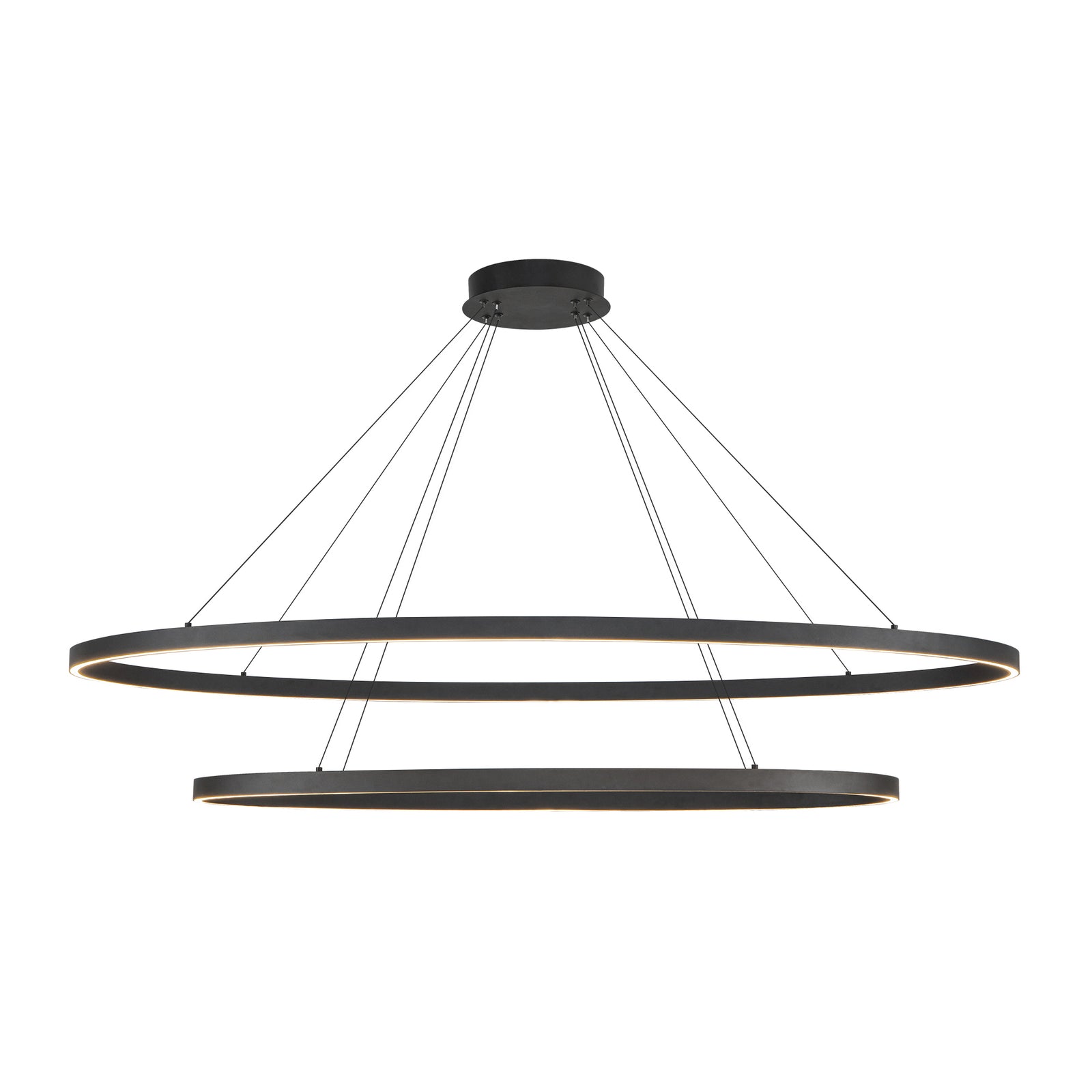 Ovale 54-in Two-Tier Black LED Chandelier