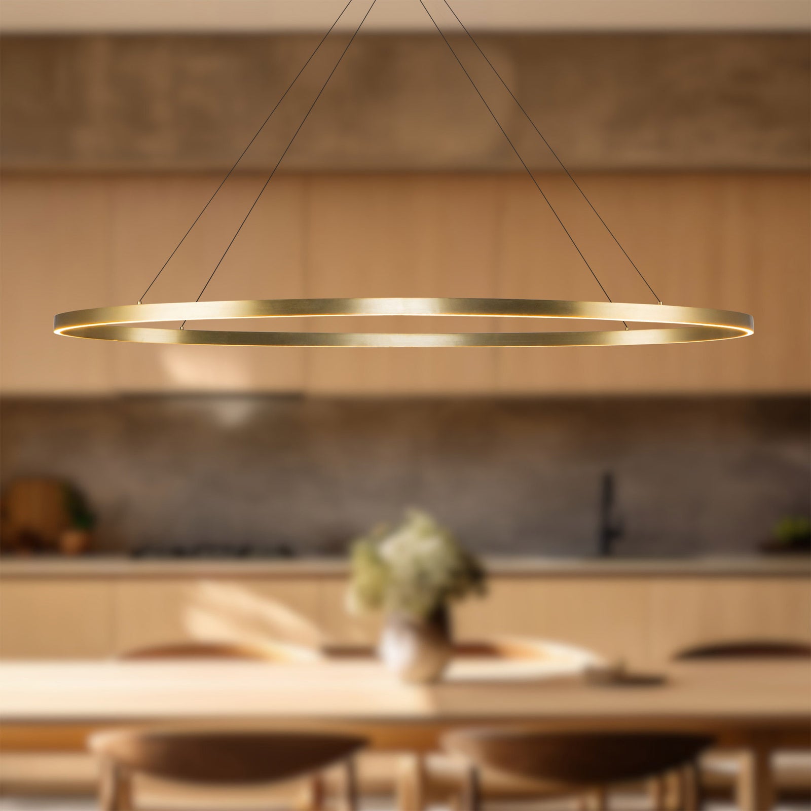 Ovale 53-in Brushed Gold LED Linear Pendant