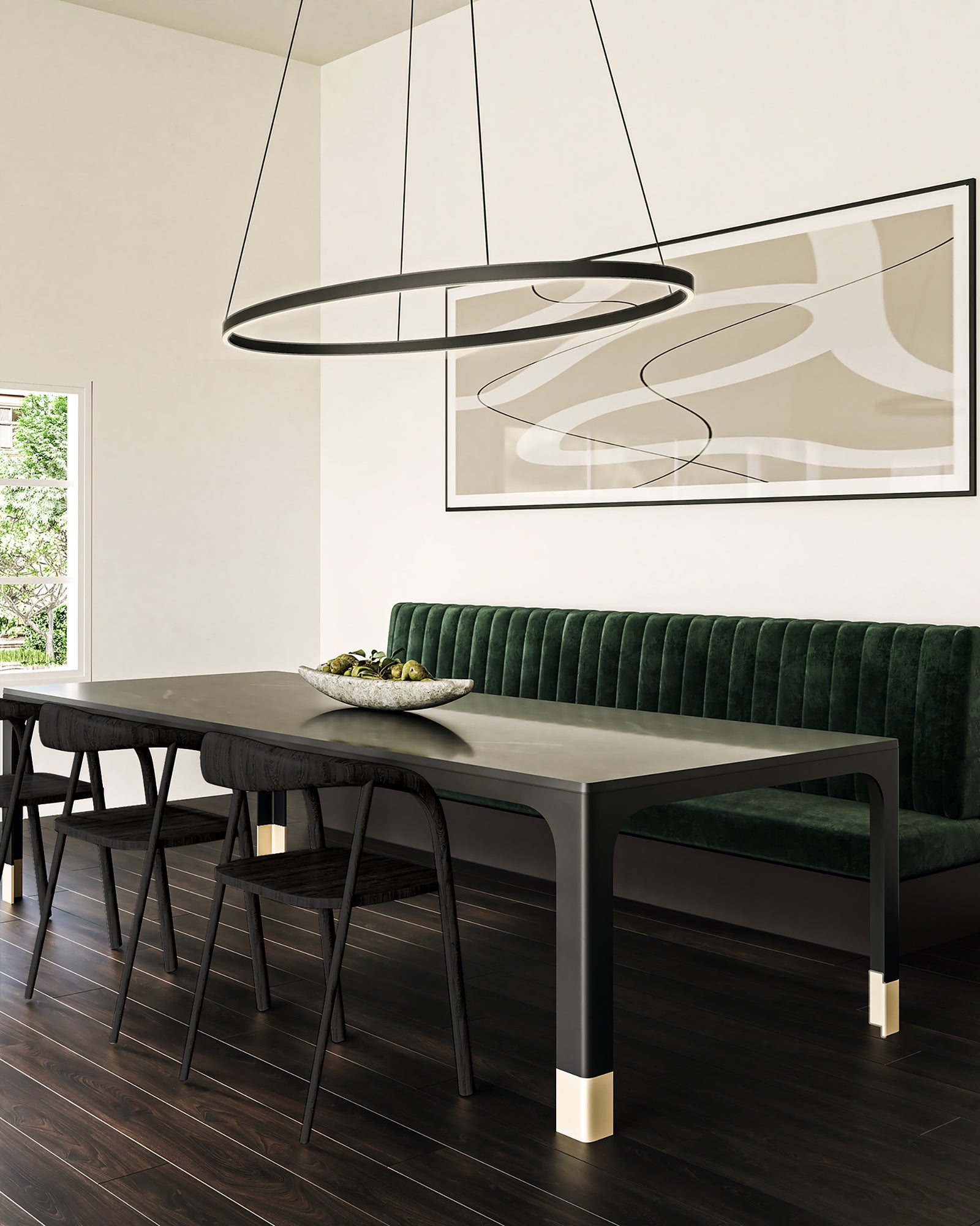 Ovale 53-in Black LED Linear Pendant