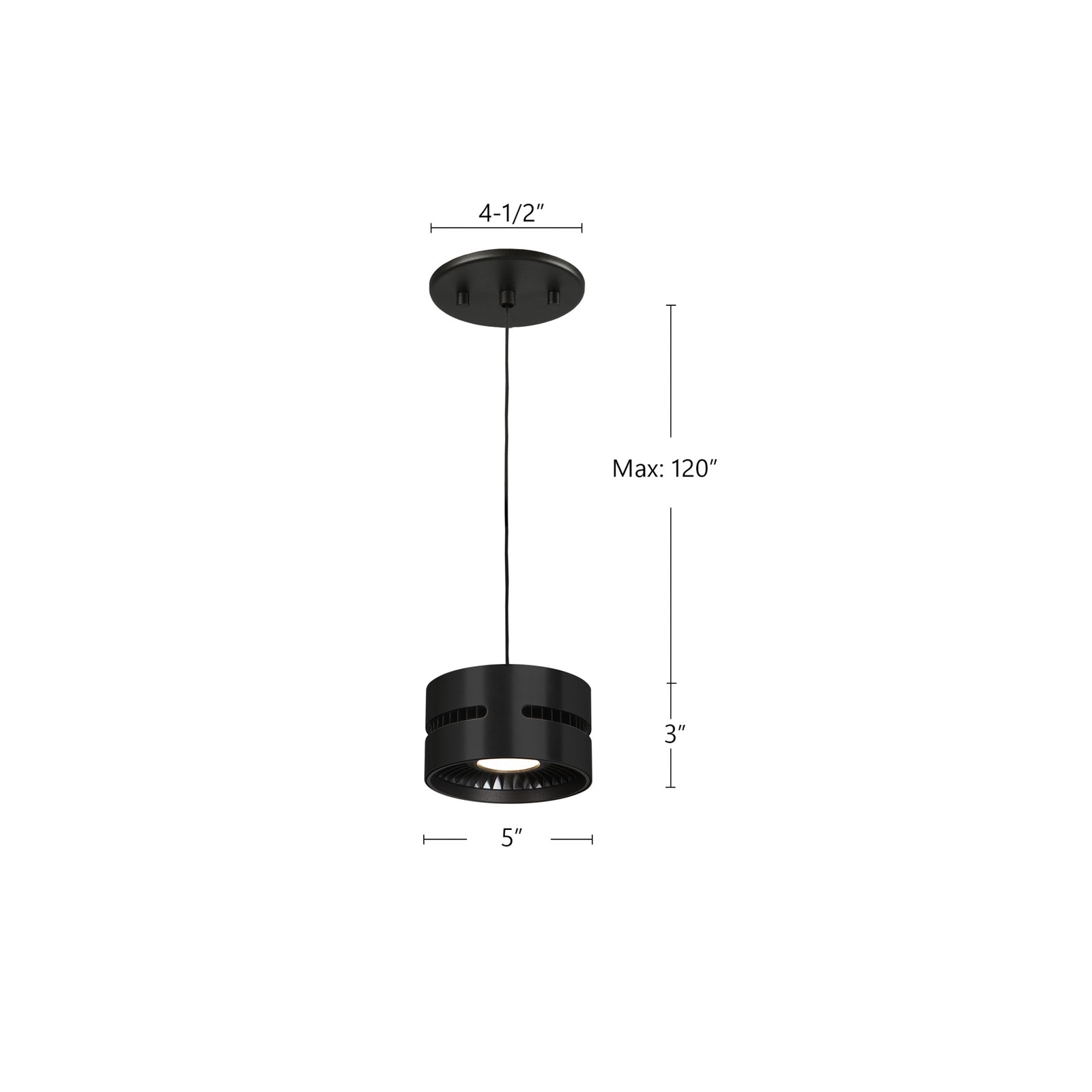 Oxford 5-in Black LED Pendant