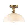 Paisley 12-in Brushed Gold/Glossy Opal Glass Socket Semi-Flush Mount