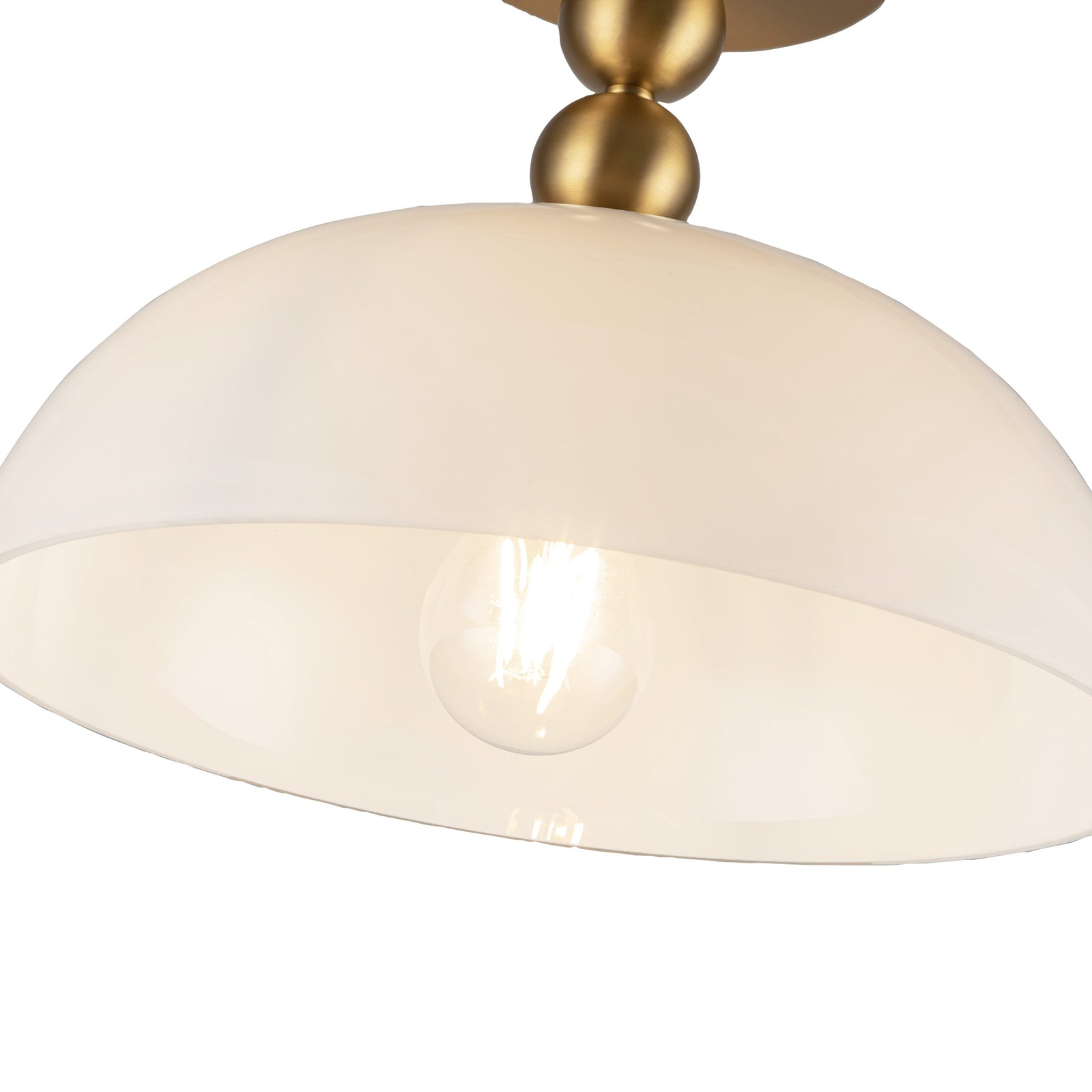 Paisley 12-in Brushed Gold/Glossy Opal Glass Socket Semi-Flush Mount