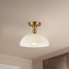 Paisley 12-in Brushed Gold/Glossy Opal Glass Socket Semi-Flush Mount
