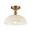 Paisley 12-in Brushed Gold/Glossy Opal Glass Socket Semi-Flush Mount