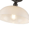 Paisley 12-in Matte Black/Glossy Opal Glass Socket Semi-Flush Mount