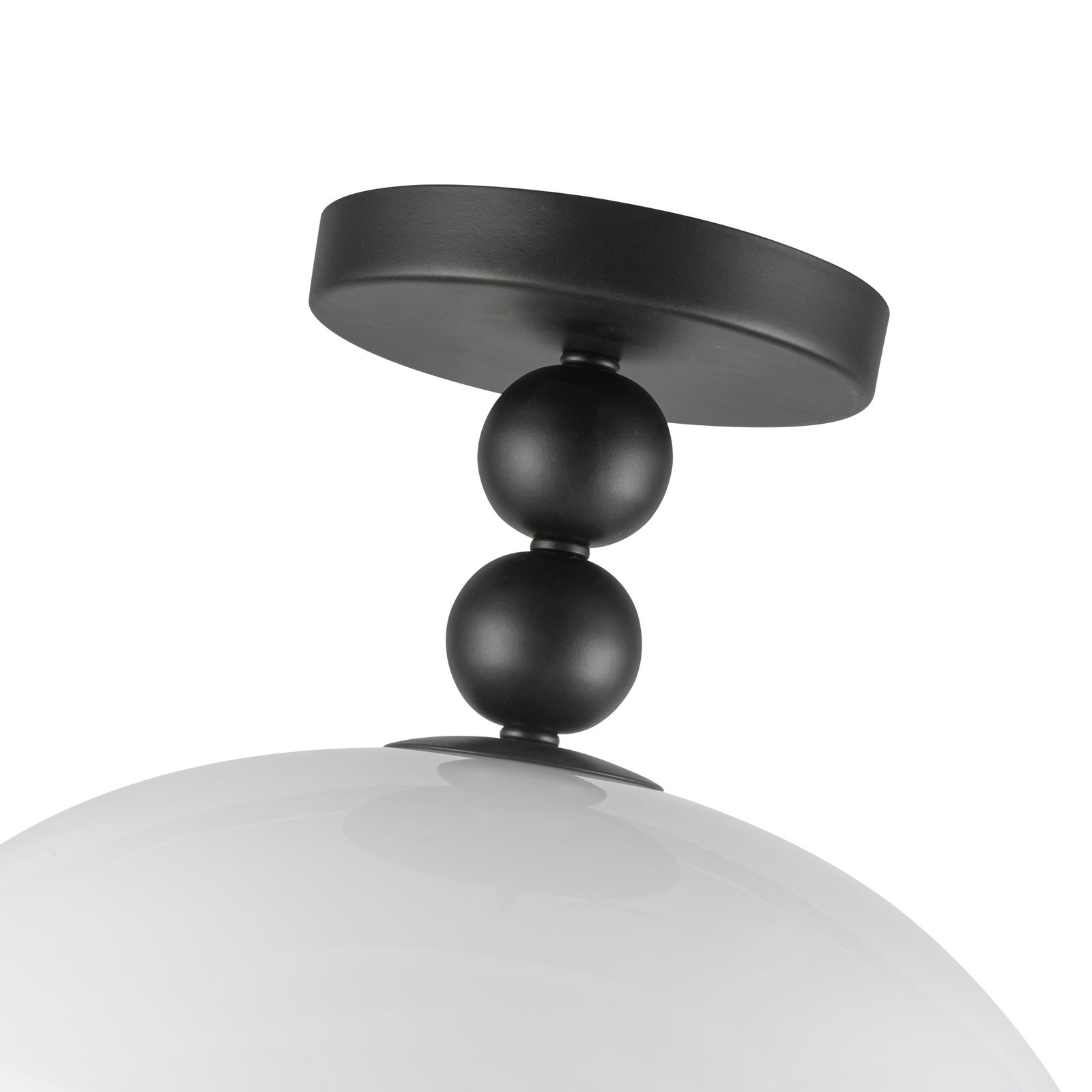 Paisley 12-in Matte Black/Glossy Opal Glass Socket Semi-Flush Mount