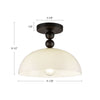 Paisley 12-in Matte Black/Glossy Opal Glass Socket Semi-Flush Mount