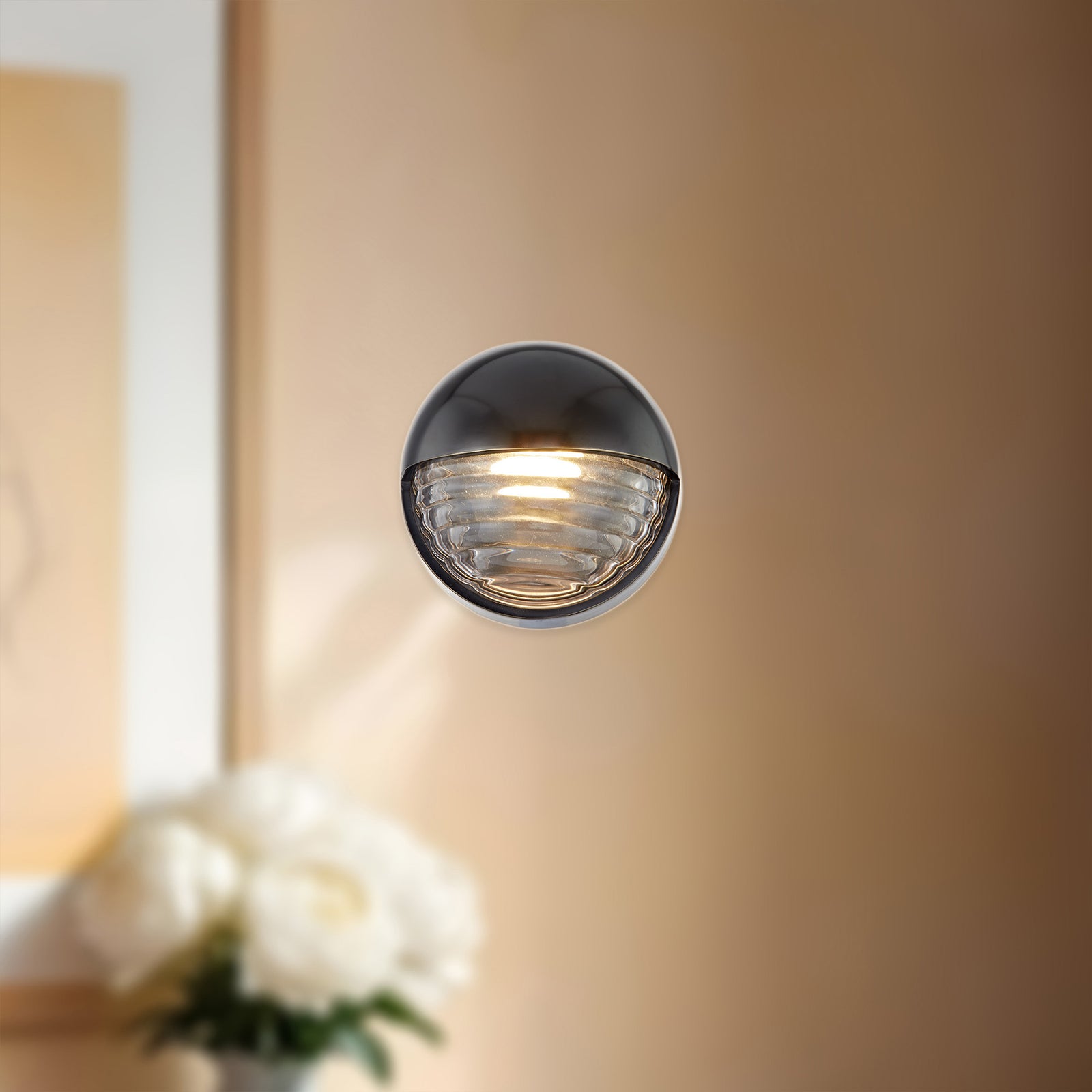 Palais 6-in Ribbed Glass/Urban Bronze LED Wall/Vanity
