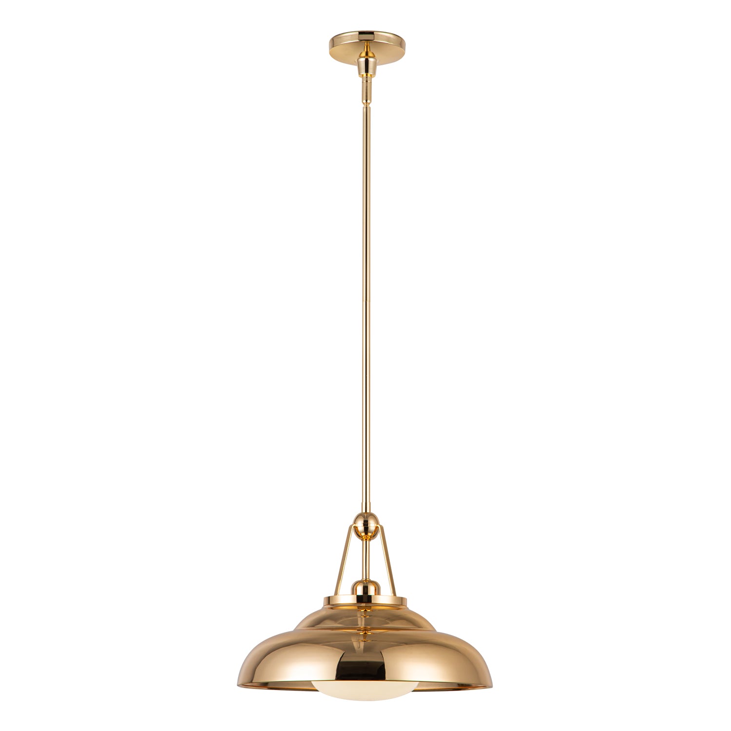 Palmetto 14-in Polished Brass/Glossy Opal 1 Light Pendant