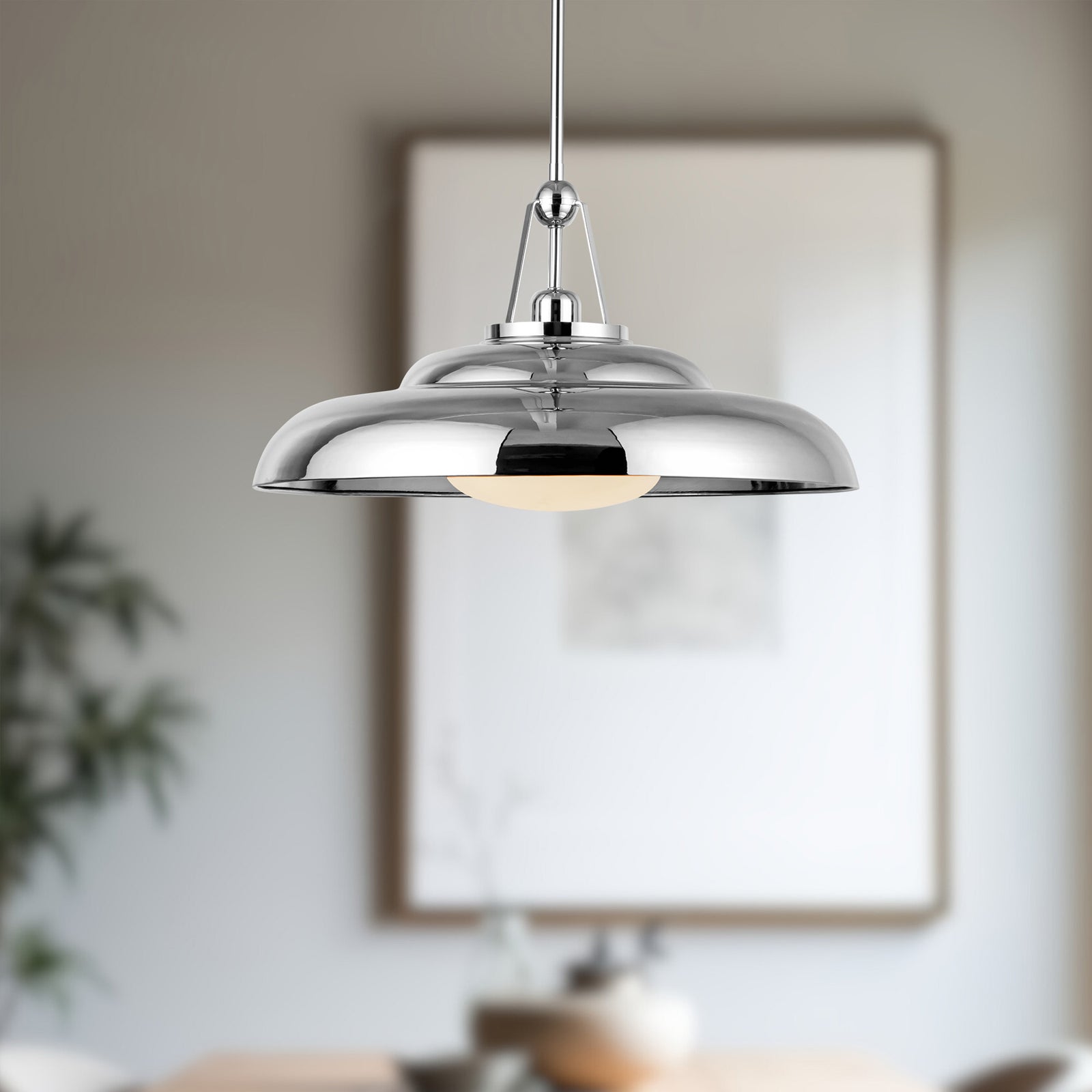 Palmetto 20-in Polished Nickel/Glossy Opal 1 Light Pendant