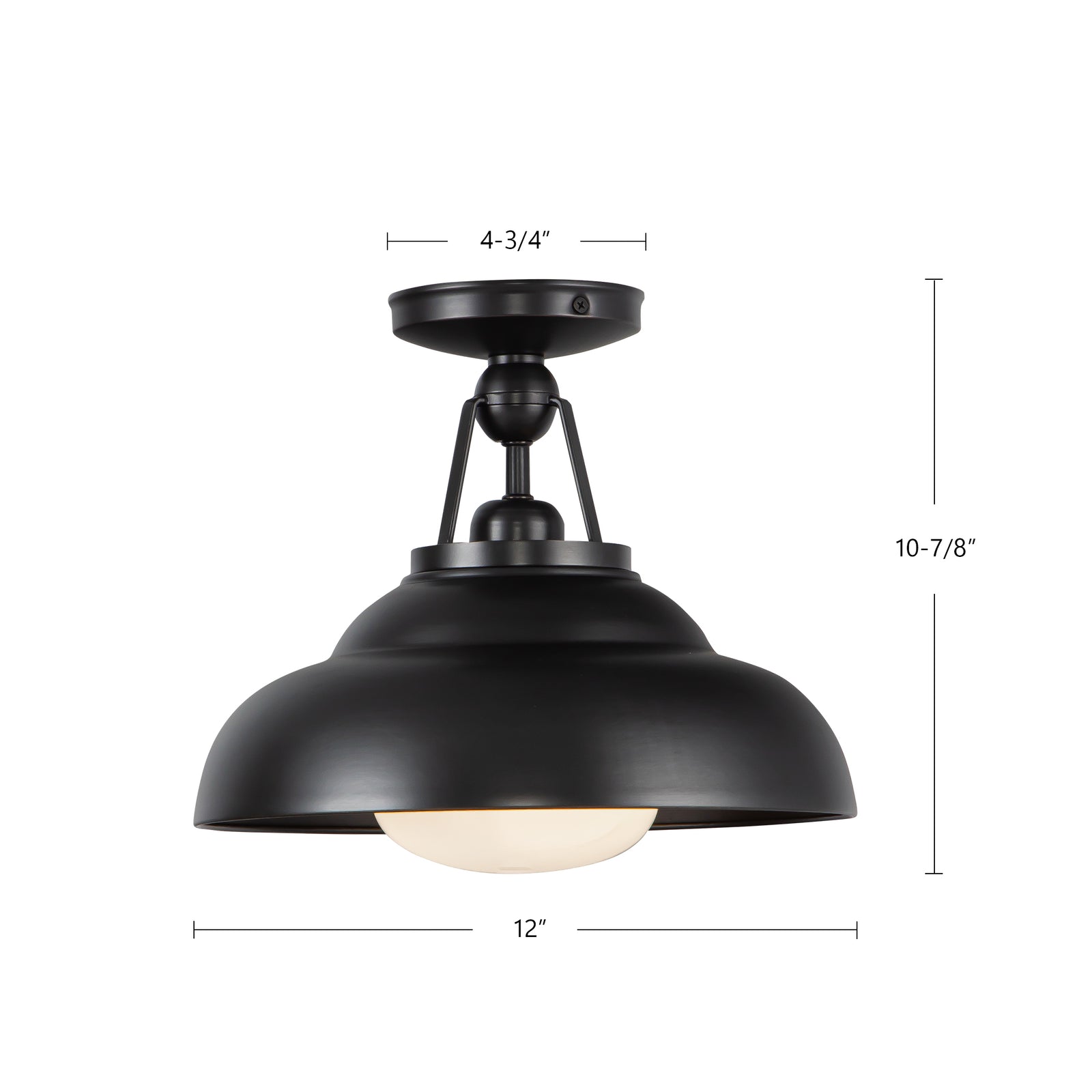 Palmetto 12-in Polished Nickel/Glossy Opal 1 Light Semi Flush Mount