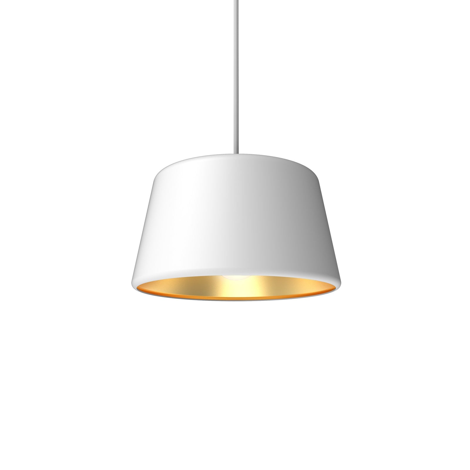 Pillbox 10" Pendant - White w/Gold Interior - Integrated LED