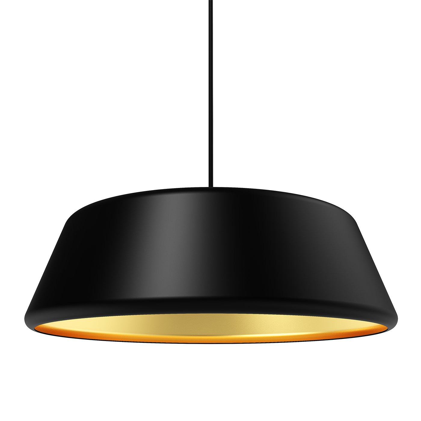 Pillbox 20" Pendant - Black w/Gold Interior - E26 Socket