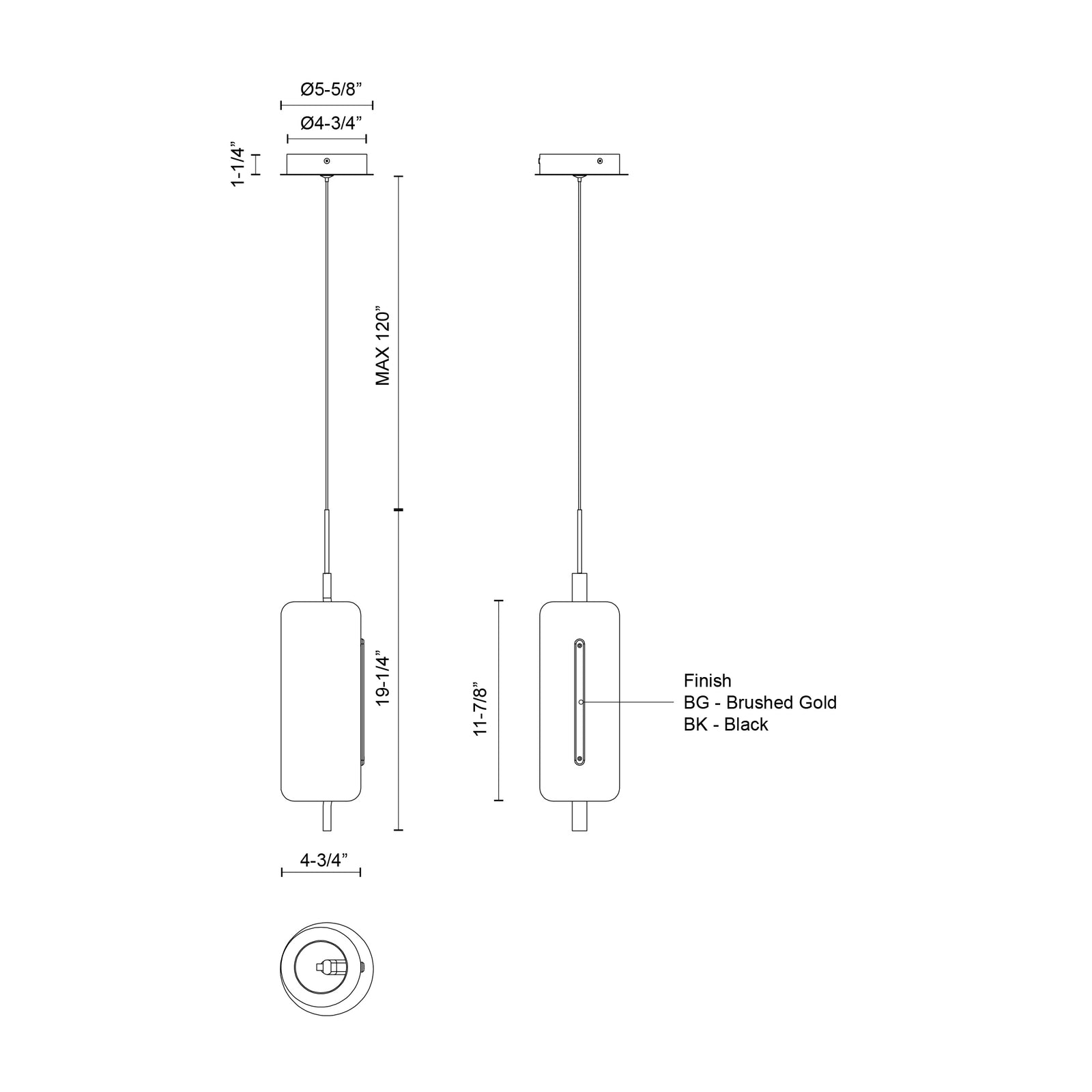 Hilo 5-in Black LED Pendant
