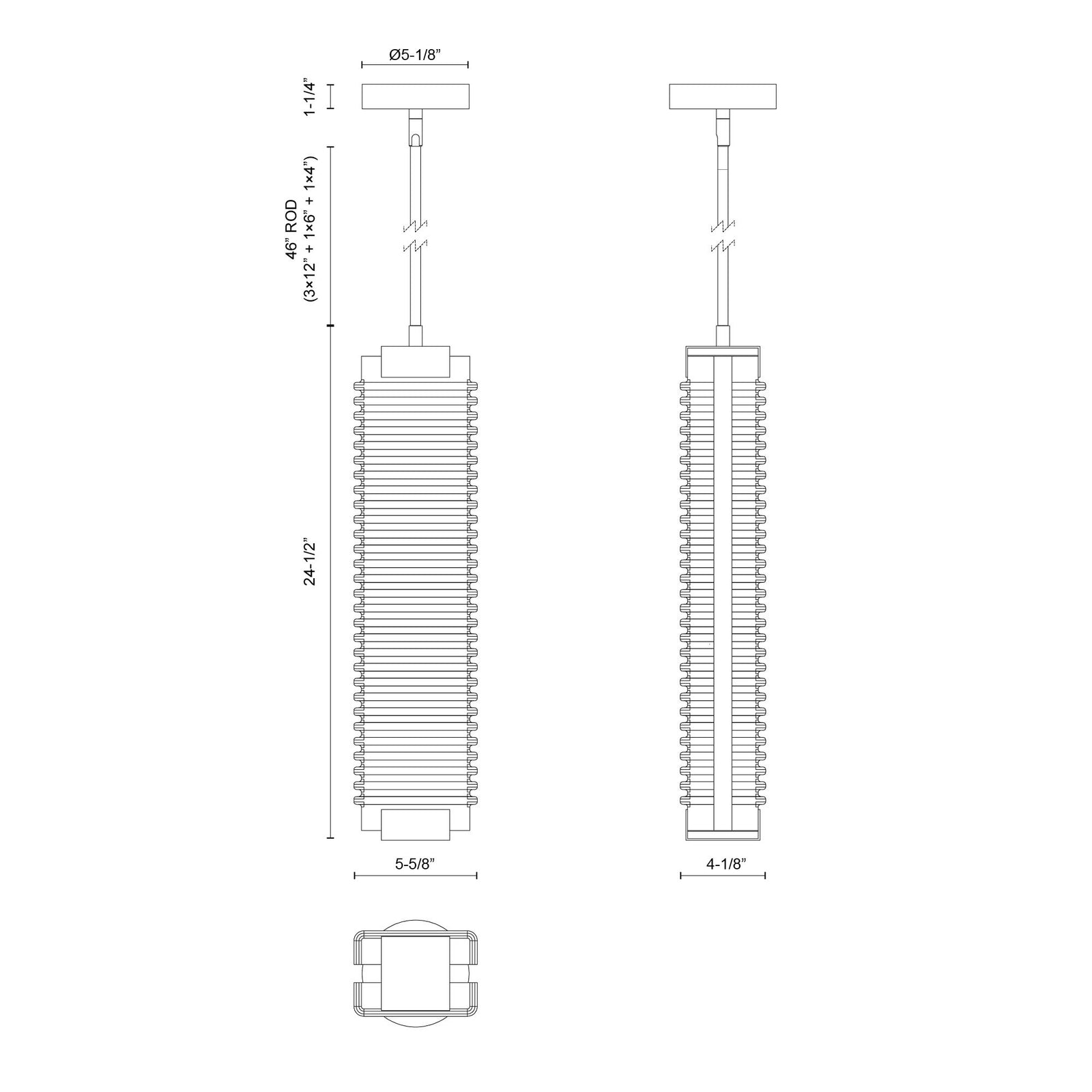 Alai 24-in Urban Bronze/Ribbed Glass LED Pendant