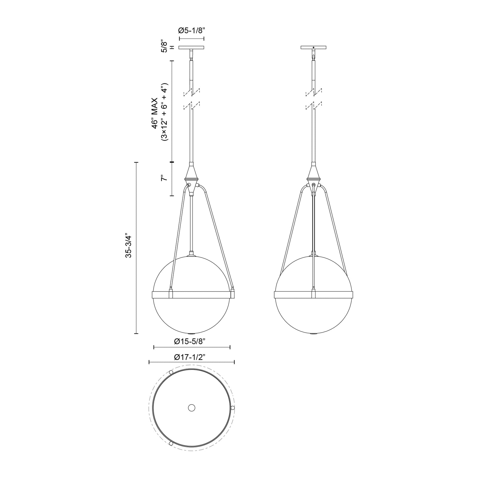 Harmony 18-in Matte Black/Glossy Opal Glass 4 Lights Pendant