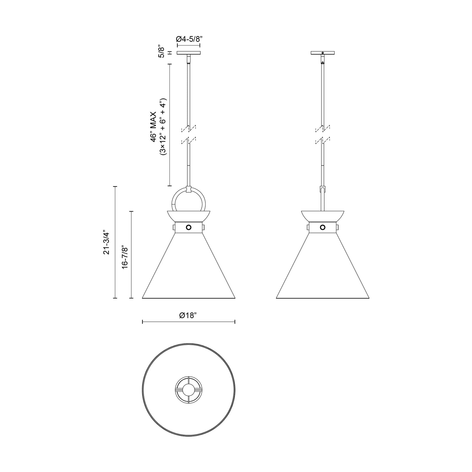 Emerson 18-in Aged Gold 1 Light Pendant