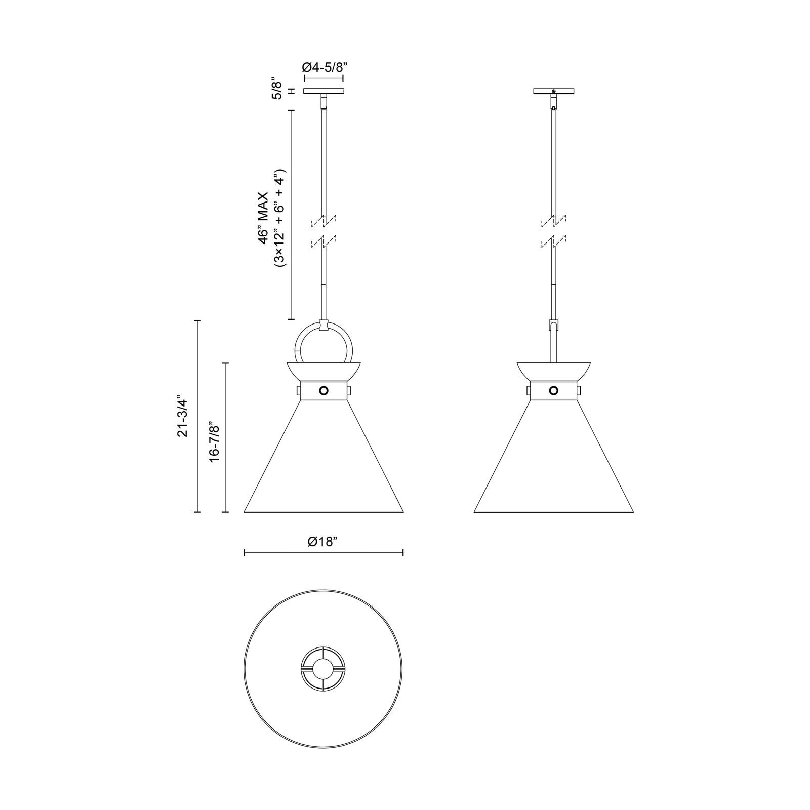 Emerson 18-in Matte Black/Clear Glass 1 Light Pendant