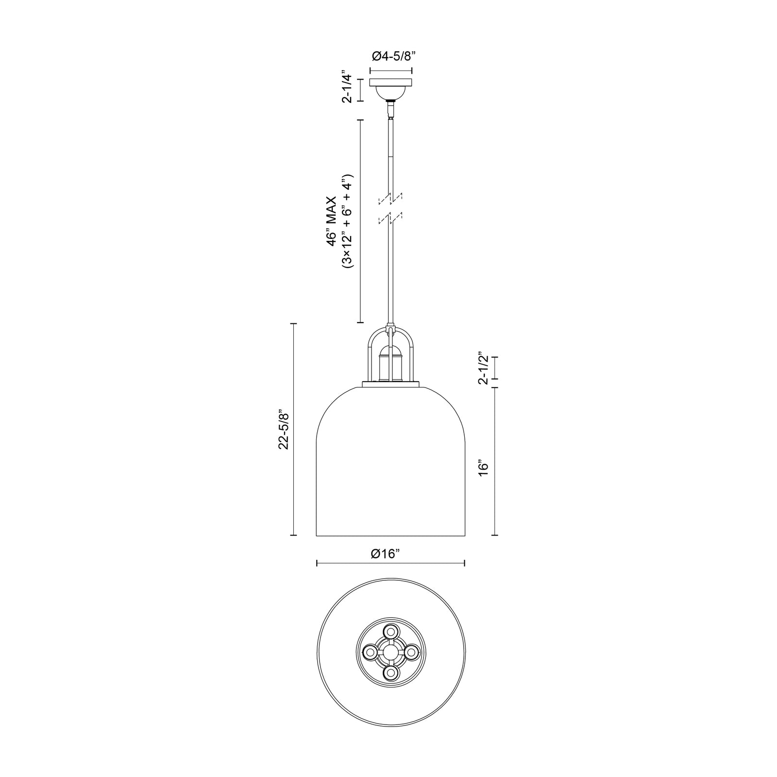 Lancaster 16-in Chrome 4 Lights Pendant