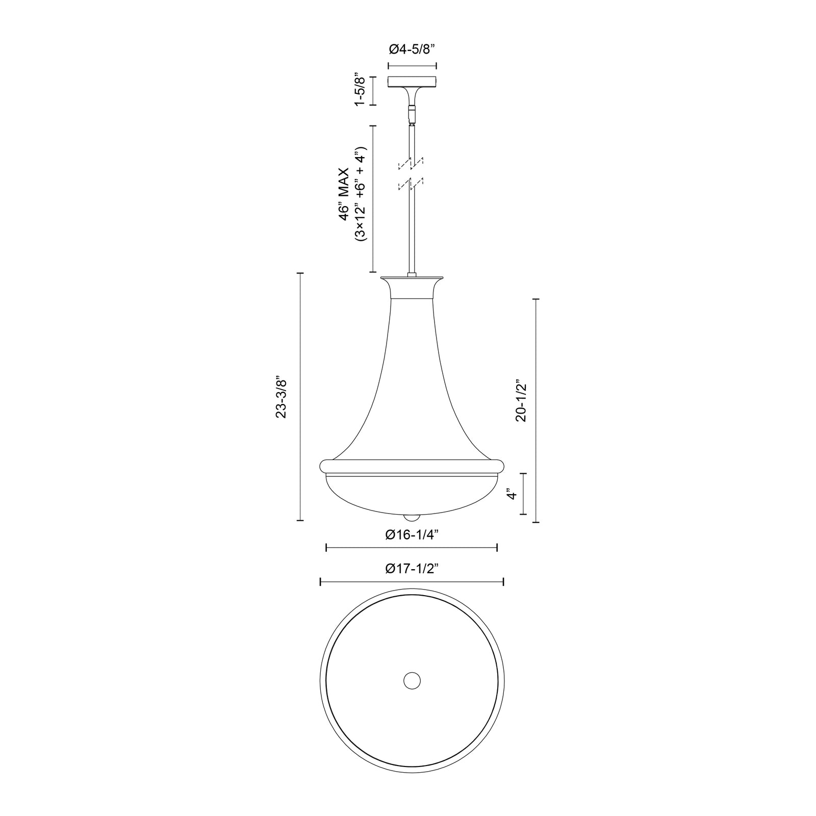 Marcel 18-in Chrome 4 Lights Pendant