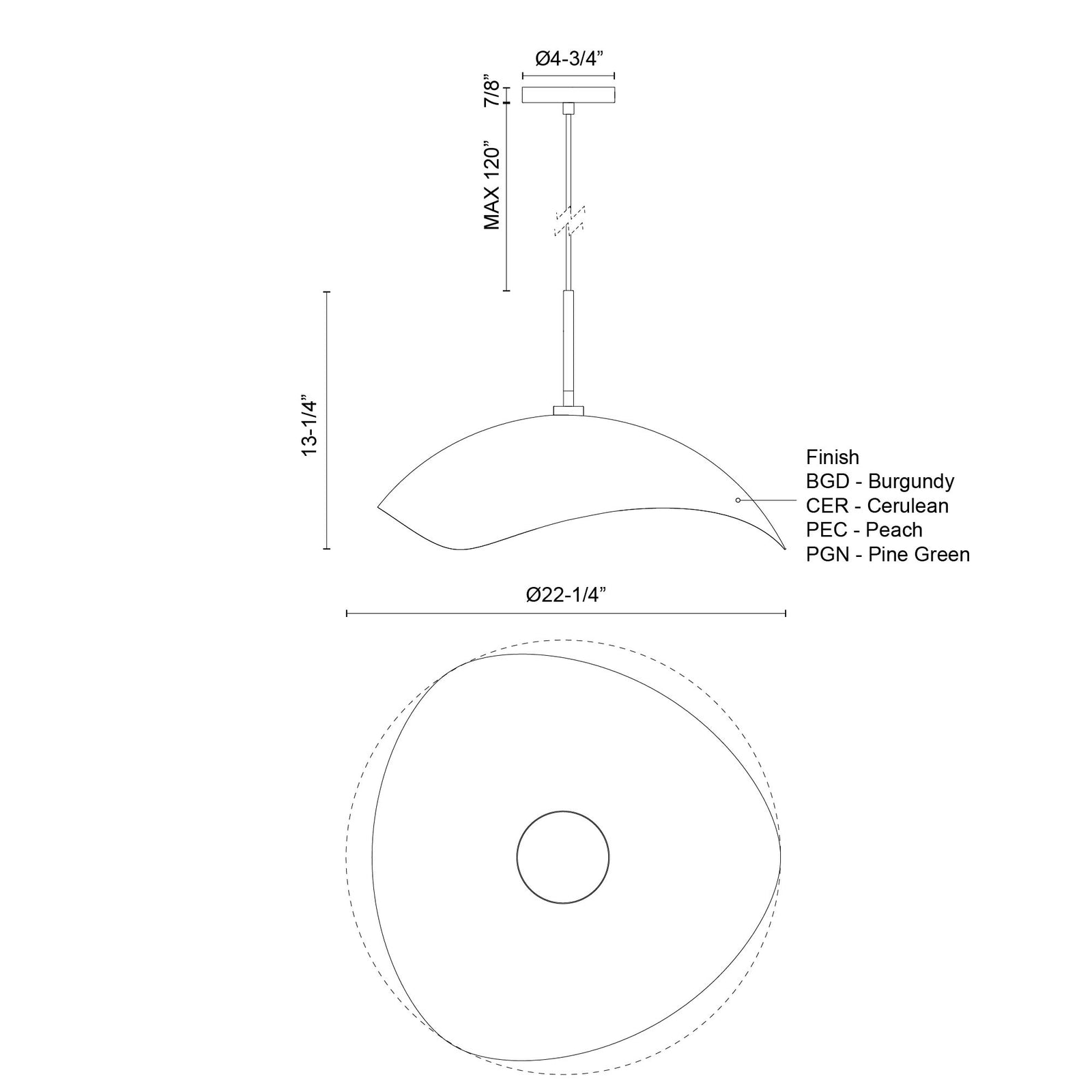 Kirby 22-in Cerulean Socket Pendant