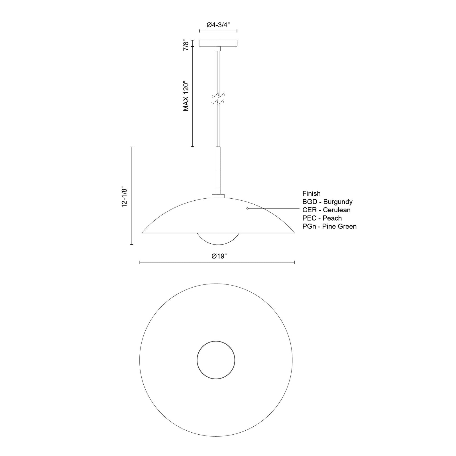 Regent 19-in Cerulean Socket Pendant