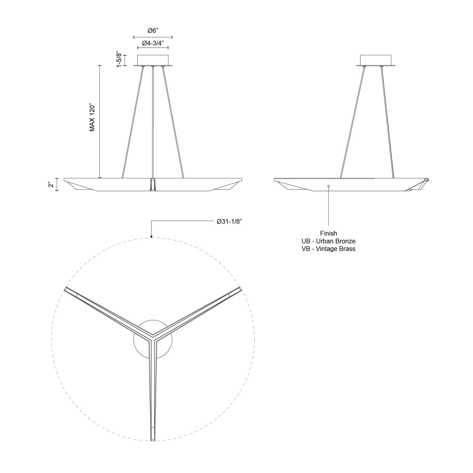 Tachi 31-in Urban Bronze LED Pendant