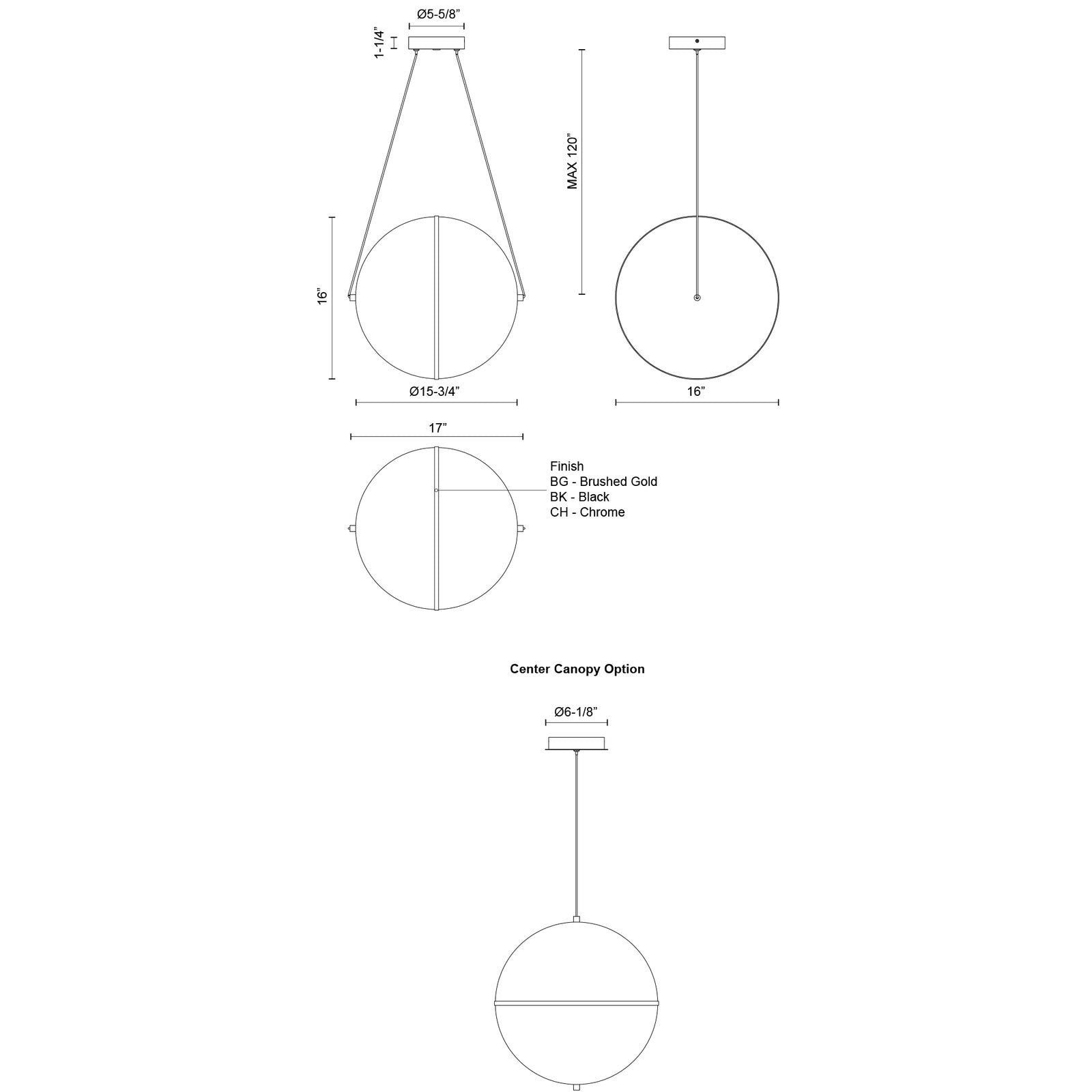 Aries 16-in Chrome LED Pendant