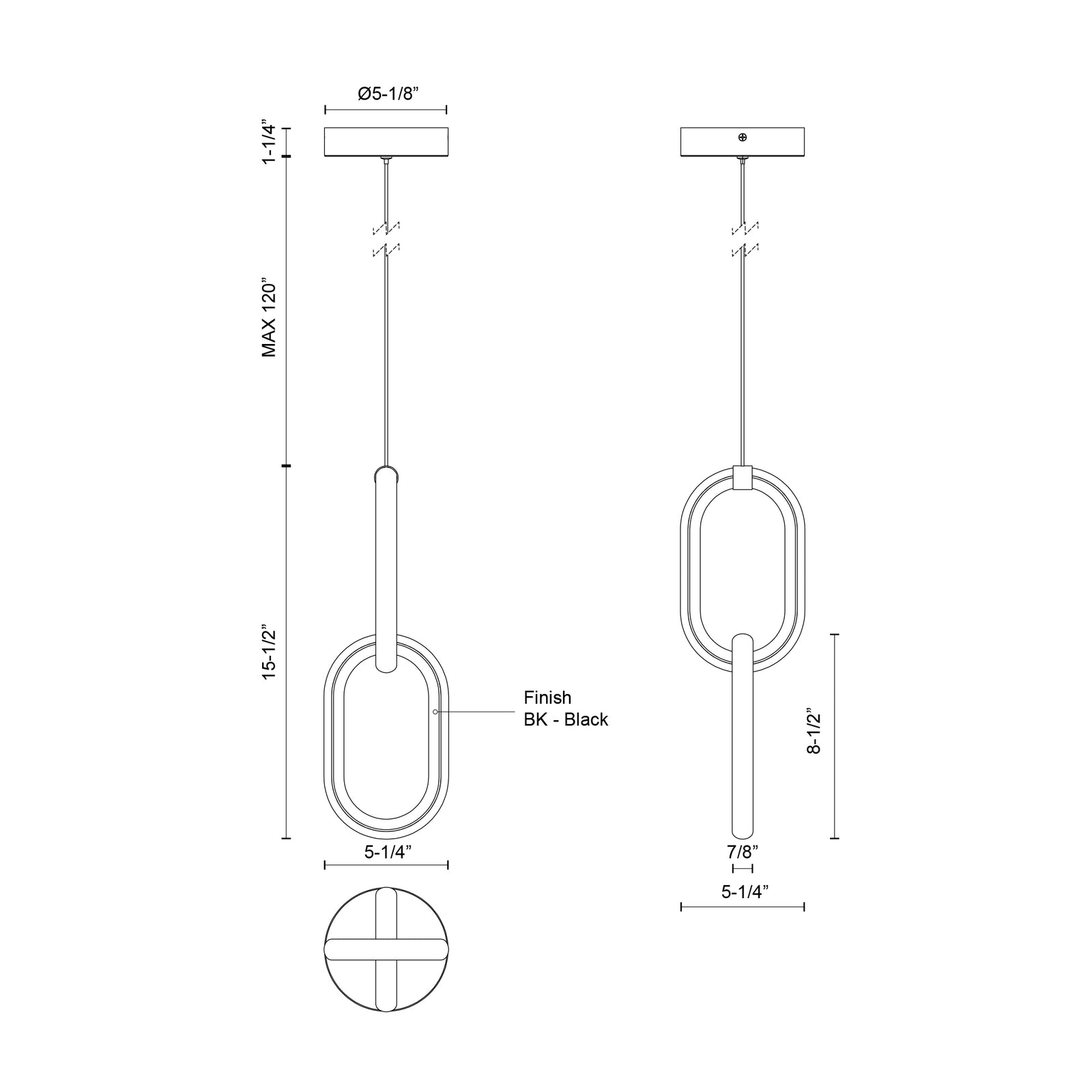 Airen 15-in Black LED Pendant