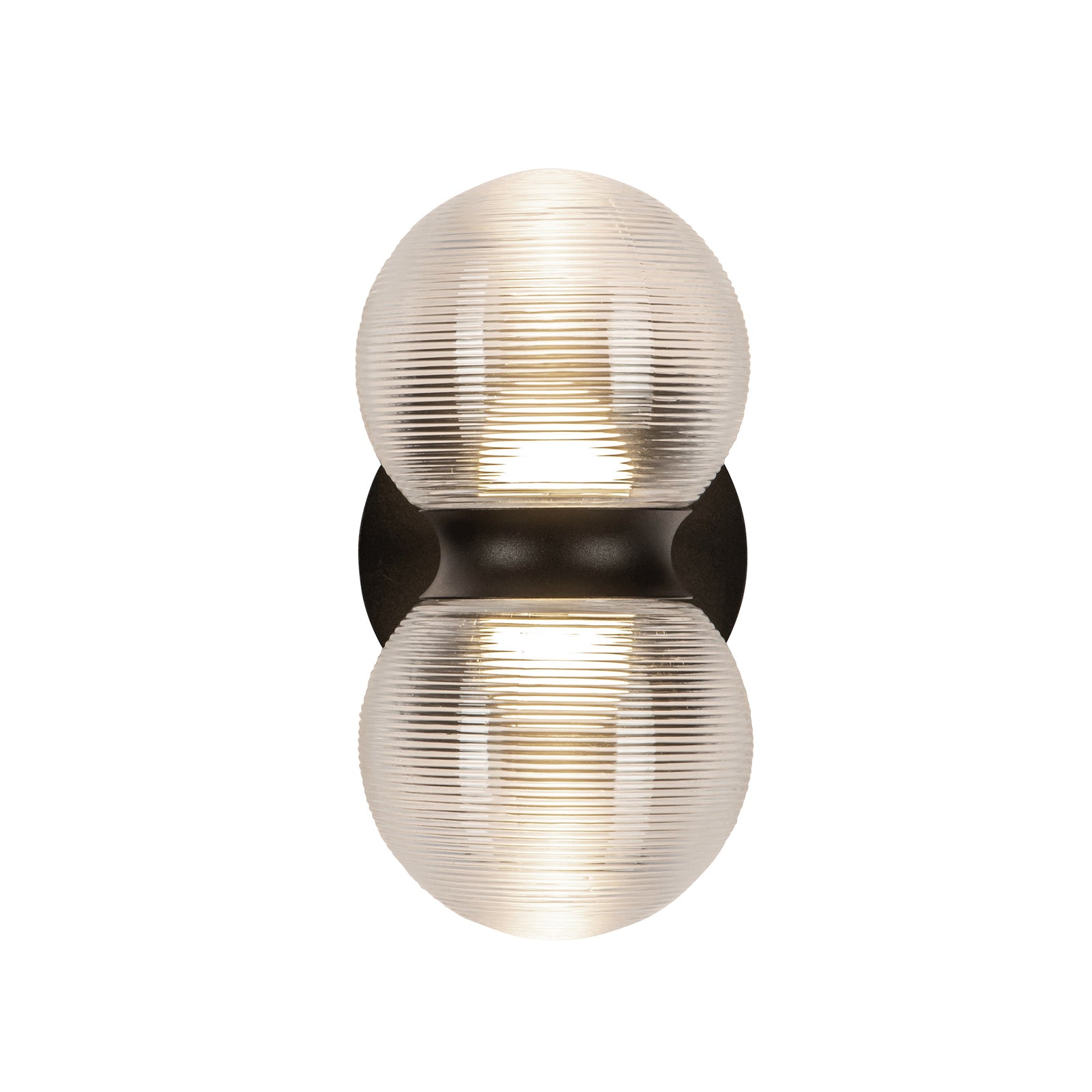 Peri 9-in Black/Clear Ribbed Glass LED Exterior Wall