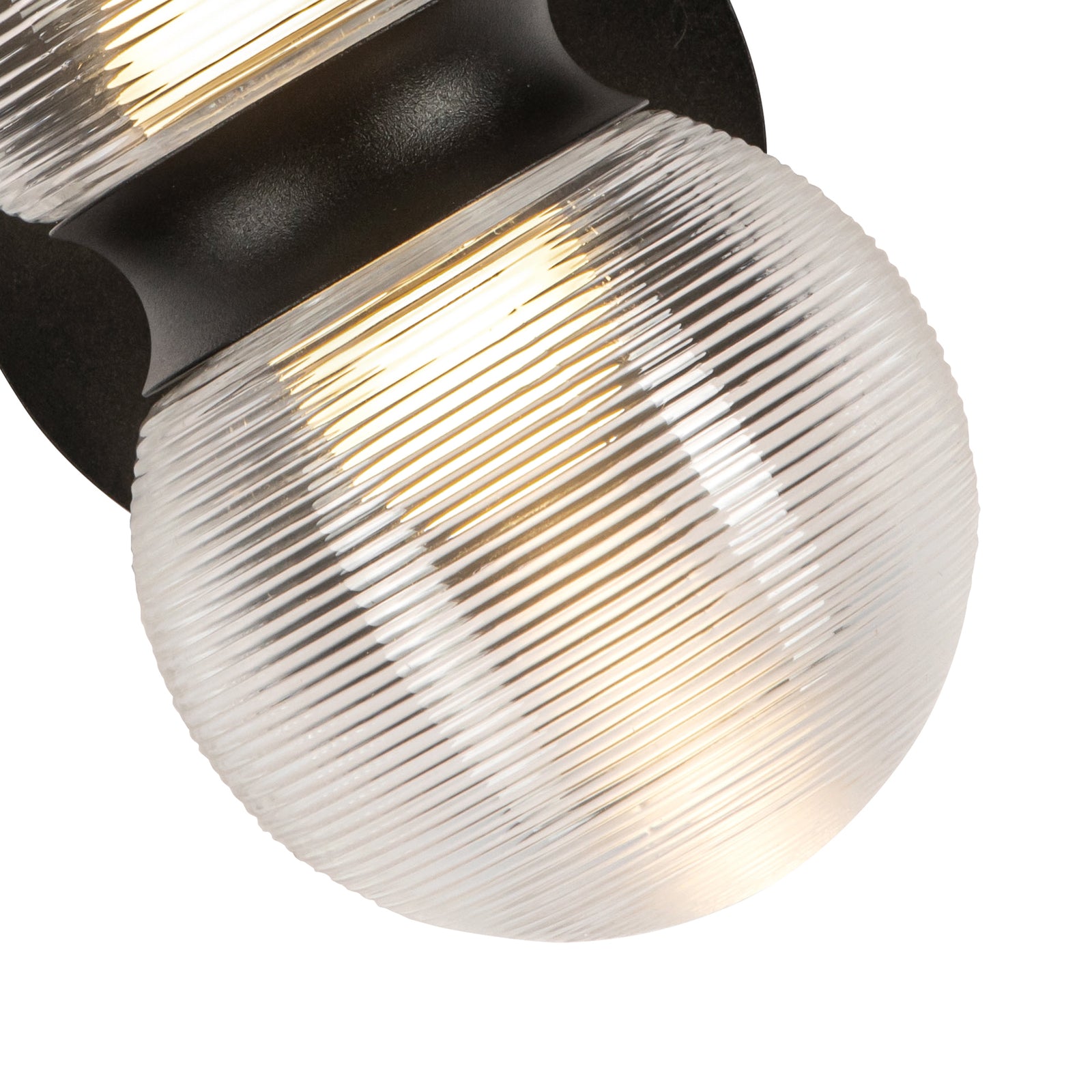 Peri 9-in Black/Clear Ribbed Glass LED Exterior Wall