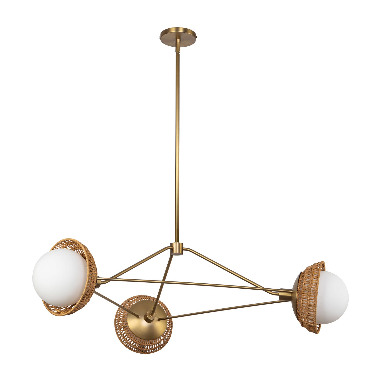 Perth 40-in Brushed Gold/Opal Glass 3 Lights Chandelier