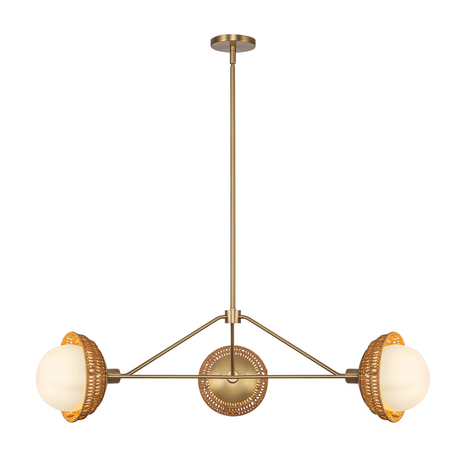 Perth 40-in Brushed Gold/Opal Glass 3 Lights Chandelier