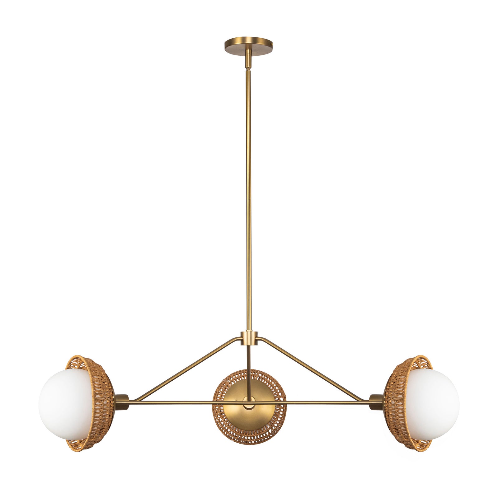 Perth 40-in Brushed Gold/Opal Glass 3 Lights Chandelier