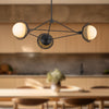 Perth 40-in Matte Black/Opal Glass 3 Lights Chandelier