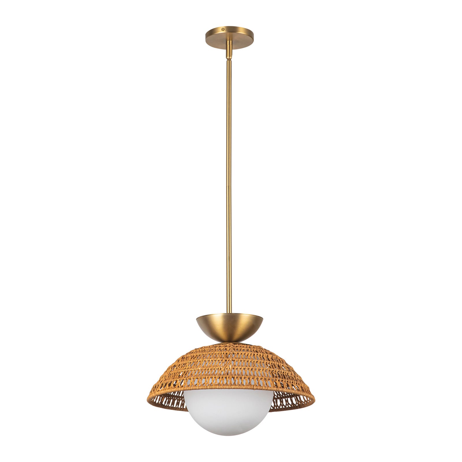 Perth 14-in Brushed Gold/Opal Glass 1 Light Pendant