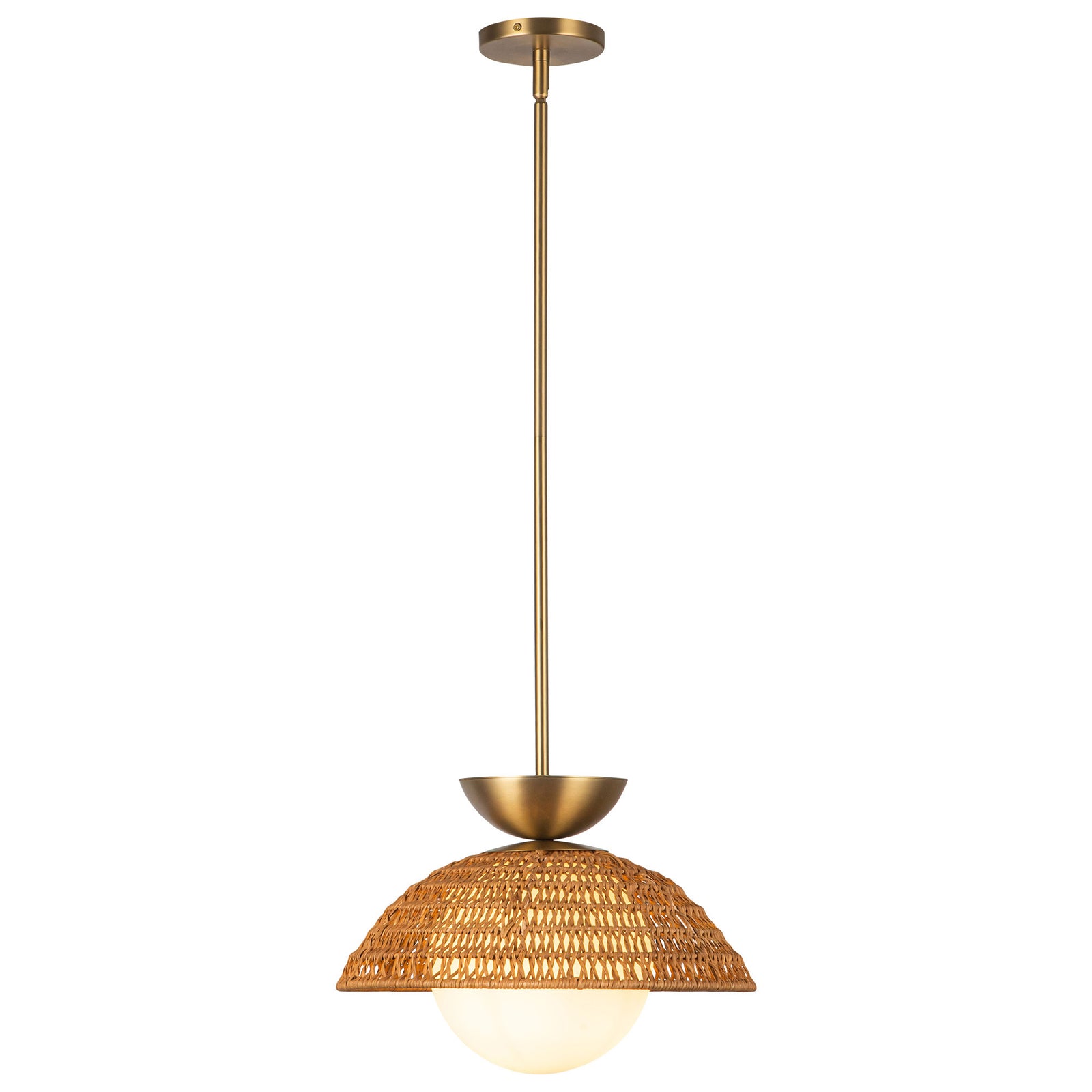 Perth 14-in Brushed Gold/Opal Glass 1 Light Pendant